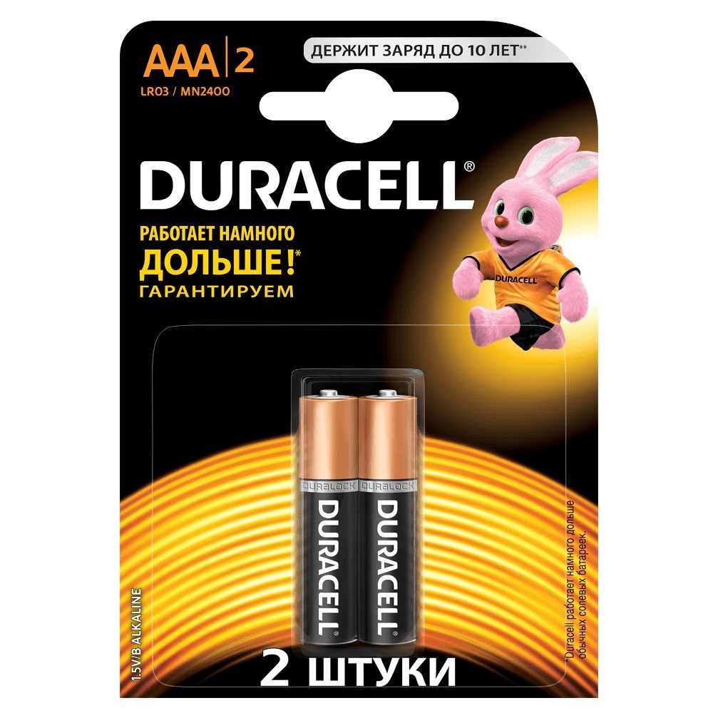 Батарейки алкалиновые Duracell LR03-2BL BASIC NEW (2шт) — цена в Энгельсе,  купить в интернет-магазине, характеристики и отзывы, фото